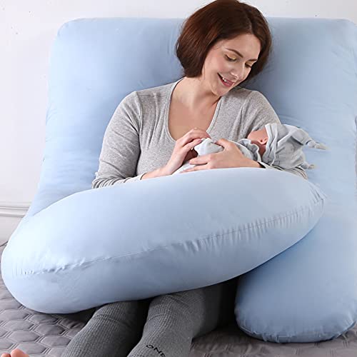 ARNTY Cojin Embarazada Dormir,Almohada Embarazada Dormir Multifuncional en Forma de u,Almohada de Cuerpo para Soporte para Hombros, Caderas, Piernas, Vientre (Azul)