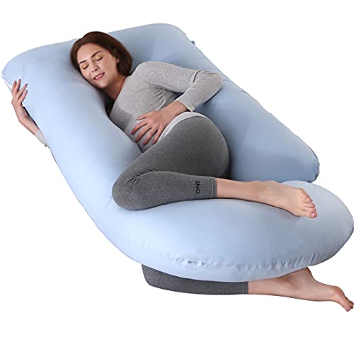 ARNTY Cojin Embarazada Dormir,Almohada Embarazada Dormir Multifuncional en Forma de u,Almohada de Cuerpo para Soporte para Hombros, Caderas, Piernas, Vientre (Azul)