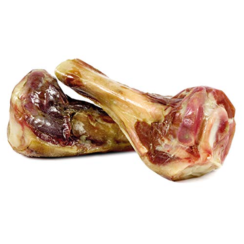 ARQUIVET - 2 Medios Huesos de jamón Serrano 100% Natural - Snacks Naturales para Perros de Todas Las Razas - Premios para Perros - Fortalecedor de Dientes - Hueso para Masticar Perros