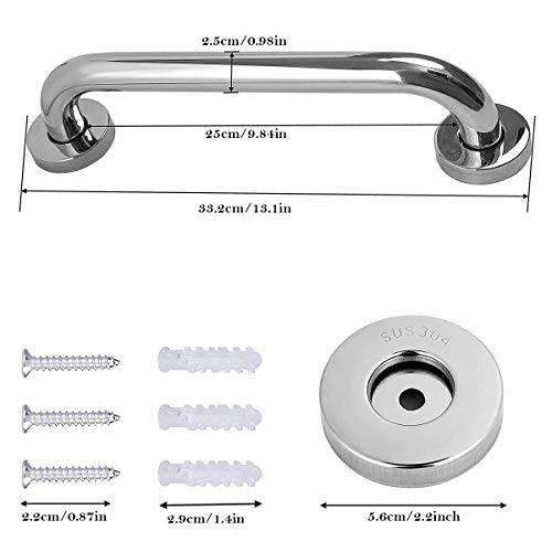 Asa de Seguridad para Baño, Asidero Acero Inoxidable Manija de Ducha Barra de Agarre Apoyo Soporte Apoyabrazos del Cuarto para Niño Discapacitado Anciano, 300MM