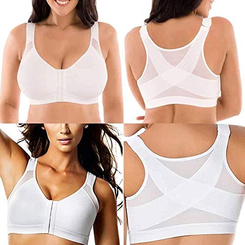 ASDFK Sujetador deportivo para mujer con hebilla delantera y correa para posture Corrector, ropa interior, espalda cruzada de yoga, parte superior de malla para fitness, correr, dormir, 4 tallas