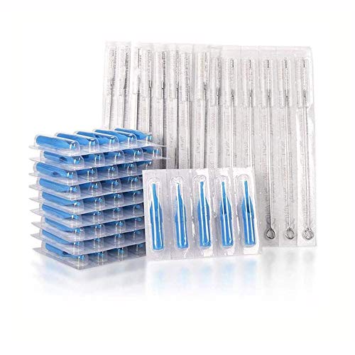 ATOMUS 50 Pieces Sterilized Tattoo Needles 3rl Round Liner Needle With 50 Pieces 3rt Tattoo Needle Tips Disposable Tattoo Nozzle Needle Tip Set