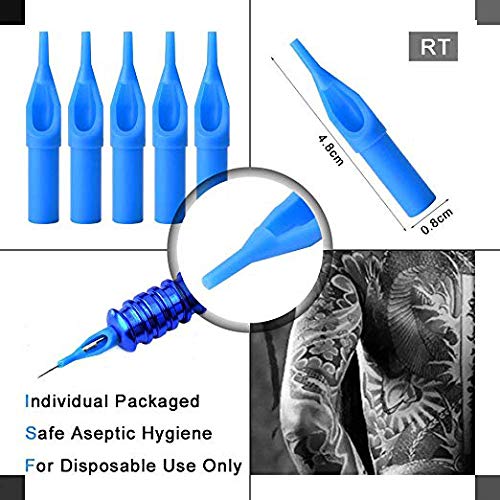 ATOMUS 50 Pieces Sterilized Tattoo Needles 3rl Round Liner Needle With 50 Pieces 3rt Tattoo Needle Tips Disposable Tattoo Nozzle Needle Tip Set