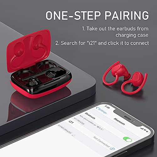 Auriculares Inalambricos Deportivos, Auriculares Bluetooth 5.1 Sport, Cascos Inalambricos Deporte con Ganchos IP7 Impermeable Estéreo Earbuds con Mic y Estuche de Carga USB-C, 48H para Running Viajes