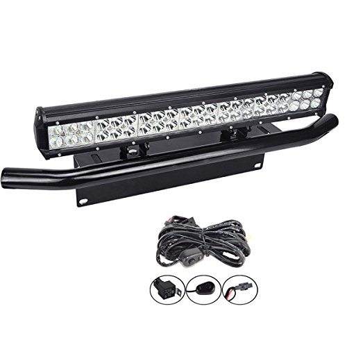 AUXTINGS 50 cm 20 pulgadas 126W LED Light Barra de luz Combinador de inundación con arnés de cableado Kit + Placa de montaje Soporte para camiones ATV SUV 4x4 JP Truck Boat