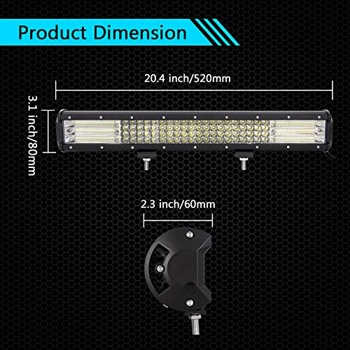 AUXTINGS Barra de luces LED 20 pulgadas 510W 4 filas foco combinado de inundación luces todoterreno luz de trabajo con arnés de cableado para camión Jeep SUV ATV UTV luces de barco 12V 24V impermeable