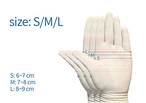 Avanti - Guantes Desechables Latex 100 Unedades | Guantes Quirurgicos | Guantes Latex Con Polvo Para Exámenes, Limpieza, Trabajo| Talla L | Adultos y Niños. Apto Para Ambas Manos