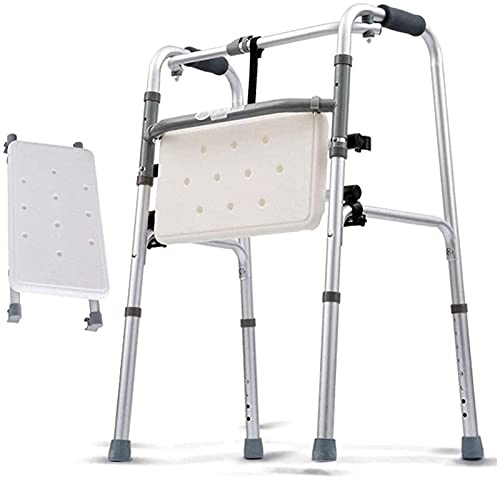 AWJ Rollator Walker Silla de Ducha Plegable, geriátrico - Marco de Ayuda para la Movilidad de Altura Ajustable, muleta con Asiento Acolchado