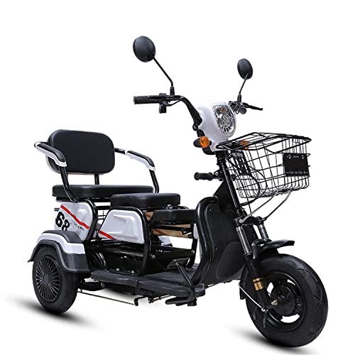 AWJ Scooter eléctrico de Movilidad de 3 Ruedas, Dispositivo de Silla de Ruedas móvil eléctrico para Adultos, Motor de 600 W, Ajuste de 3 velocidades, Apto para Ancianos, discapac