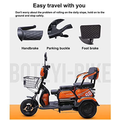 AWJ Scooter eléctrico de Movilidad de 3 Ruedas, Dispositivo de Silla de Ruedas móvil eléctrico para Adultos, Motor de 600 W, Ajuste de 3 velocidades, Apto para Ancianos, discapac