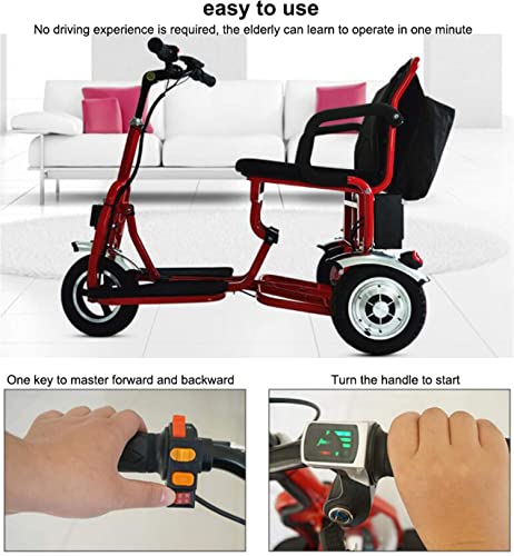 AWJ Scooters de Viaje eléctricos portátiles Ligeros de 3 Ruedas - Patinete eléctrico de Movilidad Plegable, Patinete eléctrico recreativo para Adultos/Ancianos/discapacitados