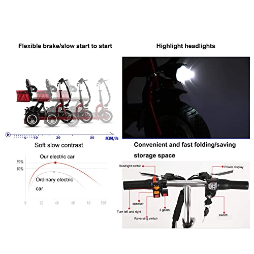 AWJ Scooters eléctricos de 3 Ruedas, Scooter de Viaje portátil, Scooter de Movilidad eléctrico Plegable de 3 Ruedas, Scooter eléctrico de Viaje para Ancianos/discapacitados/a