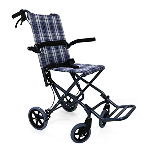 AWJ sillas de Ruedas Silla de Ruedas Plegable portátil, Silla de Ruedas autopropulsada Liviana de Aluminio, con Freno Manual, con Bolsas de Almacenamiento, Se Utiliza para Ancianos, sillas