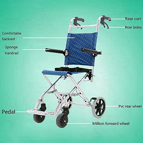 AWJ sillas de Ruedas Silla de Ruedas portátil, Scooter para Anciano Silla de Ruedas Plegable, Puede soportar 100 kg Adecuado para Personas con Movilidad Reducida