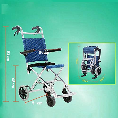 AWJ sillas de Ruedas Silla de Ruedas portátil, Scooter para Anciano Silla de Ruedas Plegable, Puede soportar 100 kg Adecuado para Personas con Movilidad Reducida