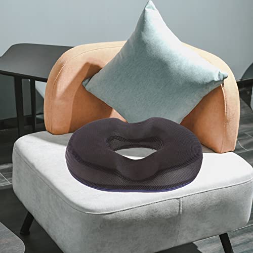 B Blesiya Donut Pillow Tailbone Hemorrhoid Cojín Donut Seat Cojín Alivio del dolor para hemorroides, llagas, próstata, coxis, ciática, embarazo, post natal - Negro a