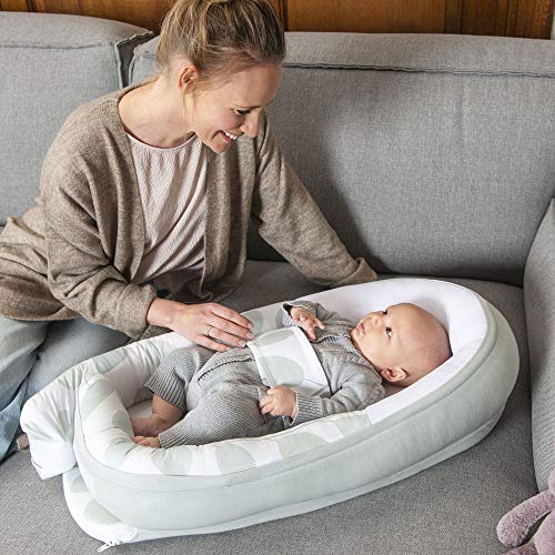 Babymoov Cocoon Reductor de cama para recién nacidos Doomoo Leaves Aqua Green