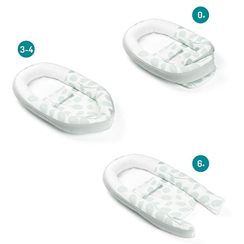 Babymoov Cocoon Reductor de cama para recién nacidos Doomoo Leaves Aqua Green