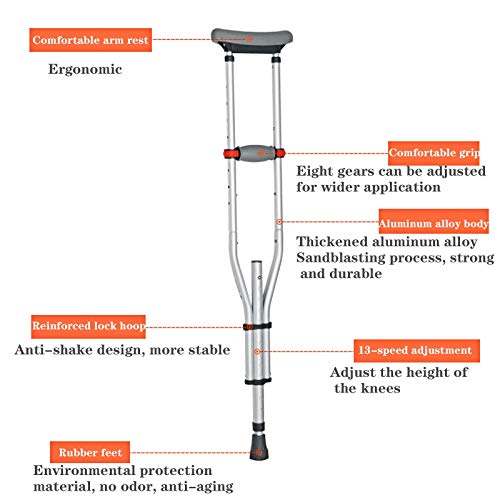 BAIYAN Pasillo de Madera Maciza, muletas Ajustables de Aluminio de Aluminio para Adultos con Almohadilla de axila cómoda y empuñadura Ideal para Viajar o Trabajo