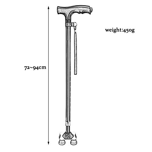 Bastones de muletas Bastones de Seguridad de aleación de Aluminio con manija ergonómica Ligera 10 Niveles de Altura Ajustable para Hombres o Mujeres Mayores