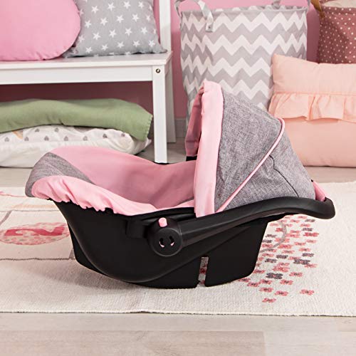 Bayer Design 67933Aa, Silla de Coche Easy Go, Accesorios, Asiento Para Bebé Muñeco, Gris, Rosado, Mariposa, Color Rosa