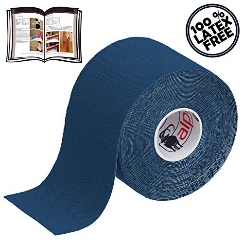 BB Sport 6 Rollos Cinta Kinesiología Tape 5 m x 5 cm Cinta Muscular E- Book Ejemplos Aplicación, Color:azul oscuro