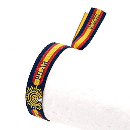 BDM Pulsera de Hilo Virgen del Pilar, Bandera de España, para Mujer y Hombre. Unidades 1