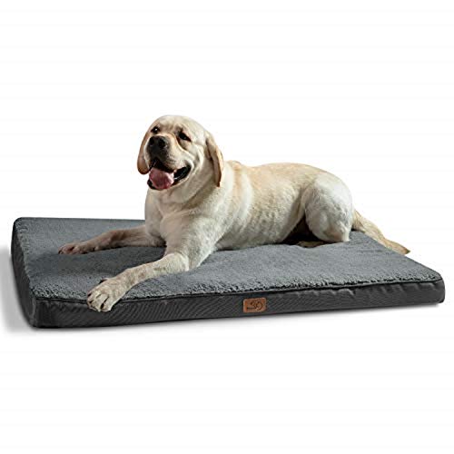 Bedsure Cama Perro Extra Grande Ortopédica - Colchón Perro Lavable Verano XL, Desenfundable con Espuma De Caja De Huevos, 112x81x7.6 cm, Gris