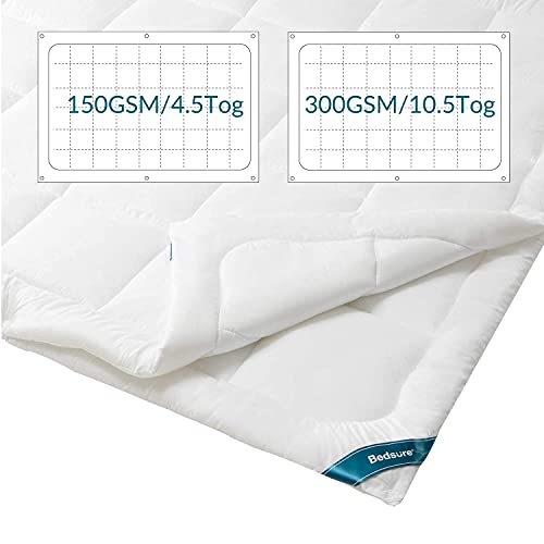 Bedsure Edredón Relleno Nórdico Cama 150 4 Estaciones - Bedding Edredón Reversible Doble 150+300 gr/m² de 240x220 cm Fibra Suave y Antiacaro, Caliente y Cómodo Blanco