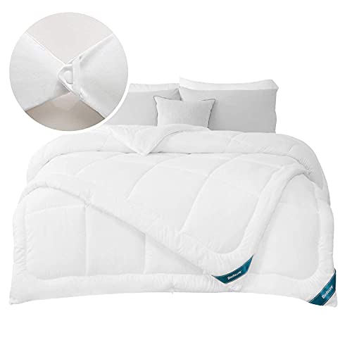 Bedsure Edredón Relleno Nórdico Cama 150 4 Estaciones - Bedding Edredón Reversible Doble 150+300 gr/m² de 240x220 cm Fibra Suave y Antiacaro, Caliente y Cómodo Blanco