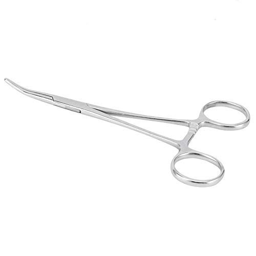 Belissy 16cm hemostático quirúrgico hemostático Pinzas de Acero Inoxidable Curvo Consejo Alicates Pinzas de Pelo del Animal doméstico