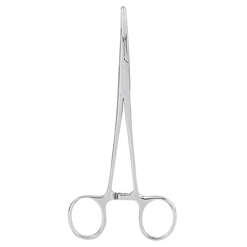 Belissy 16cm hemostático quirúrgico hemostático Pinzas de Acero Inoxidable Curvo Consejo Alicates Pinzas de Pelo del Animal doméstico