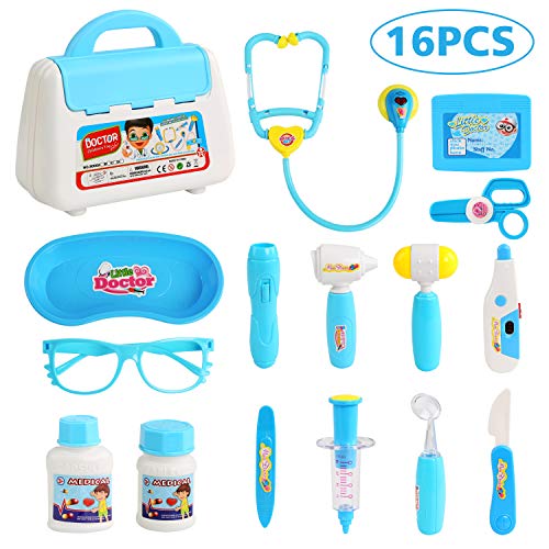 BelleStyle Médico Conjunto, Doctora Juguetes maletin Juego de médico Doctor Juego de rol Juguetes Fingir Juego Herramientas Juguete Set 16 Piezas