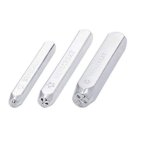 BENECREAT 3 PCS 2/4/6mm Herramienta de Estampado de Dibujo Estrella Sello de Metal Sellos de Perforado Puzones para Estampado de Patrones sobre Joyería,Metal, Madera y Cuero