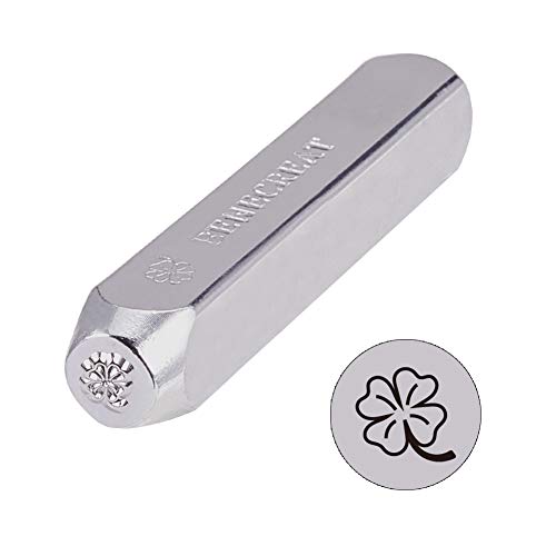 BENECREAT 6mm Herramienta de Estampado de Dibujo Sello de Metal Sellos de Perforado Puzones para Estampado de Patrones sobre Joyería Metal Madera y Cuero Trébol de Cuatro Hojas