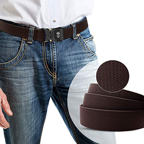 BESTKEE Cinturón táctico para Hombres, 3.8cm Cinturón Resistente, Cinturón Nylon Hebilla de Metal de Liberación Rápida, Regalo con Bolsa Táctica Molle y Gancho