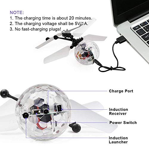 Betheaces Bolas Voladoras, RC Helicopteros Teledirigidos con Luces LED Brillantes, Juguete Volador Mini Dron Juguete para Niños 3 4 5 6 7 8 9 10 11 12 Años Regalos Navidad Cumpleaños Transparente