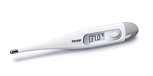 Beurer FT09 Termometro Digital y Corporal, Resistente al Agua, pantalla LCD con rango de medición +/- 0.1 ºC, señal acústica, sin Mercurio, sin Cristal, Color Blanco