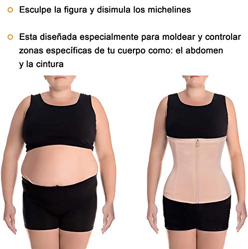 Bingrong Fitness Faja Cintura Entrenador con Cremallera Faja Corset Fajas Reductoras Adelgazantes Mujer Fajas Deporte Mallas Neopreno Waist Trainer Faja Lumbar (Beige, X-Large)