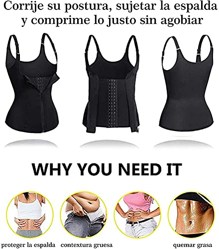 Bingrong Ropa Faja Reductora Mujer Adelgazante Lencería Moldeadora Shapewear Body Waist Trainer Corse de Abdomen Chaleco Moldeador Mujer (Negro, Medium)