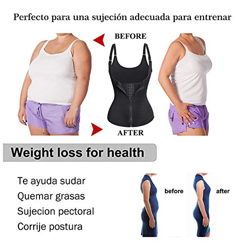 Bingrong Ropa Faja Reductora Mujer Adelgazante Lencería Moldeadora Shapewear Body Waist Trainer Corse de Abdomen Chaleco Moldeador Mujer (Negro, Medium)