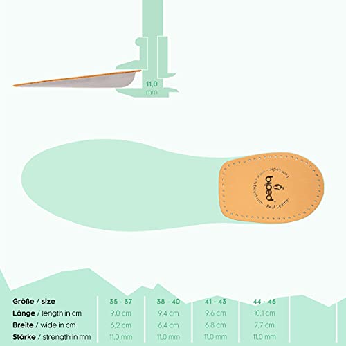 biped 2 pares de taloneras de cuero de curtido vegetal - Elevación de los talones para todos los zapatos, acolchado del talón agradablemente suave z2040(41-43)