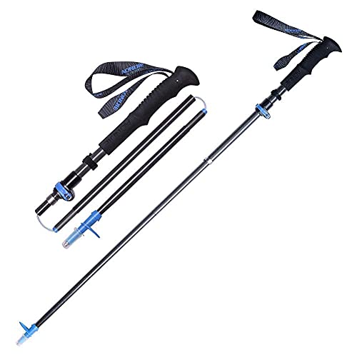 BJH Trekking Telescópico Eva Reposamanos Fibra de Carbono Plegable Trekking Senderismo Montañismo Ultraligero Trekking Muletas 2 uds