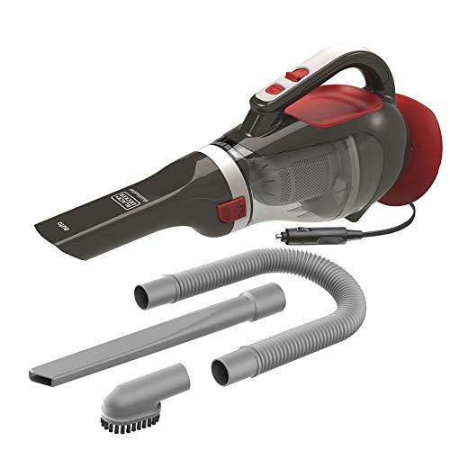 Black+Decker ADV1200 Aspirador de Mano Potente para Coche, ciclónico, 12 V, Gris y Rojo