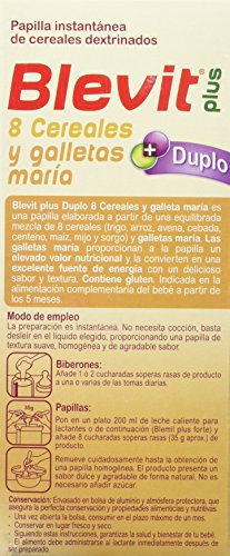 Blevit Plus Duplo Papilla 8 Cereales y Galletas María, desde los 5 Meses, 600g