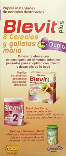 Blevit Plus Duplo Papilla 8 Cereales y Galletas María, desde los 5 Meses, 600g