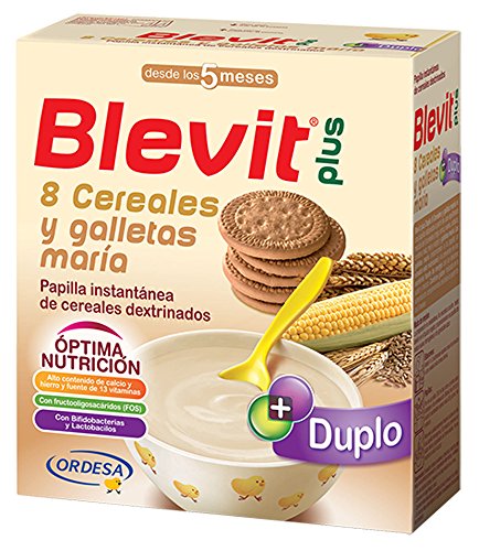 Blevit Plus Duplo Papilla 8 Cereales y Galletas María, desde los 5 Meses, 600g