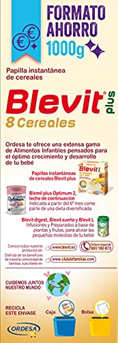 Blevit Plus Papilla de 8 Cereales para Bebé, con Avena y Trigo, 1000g