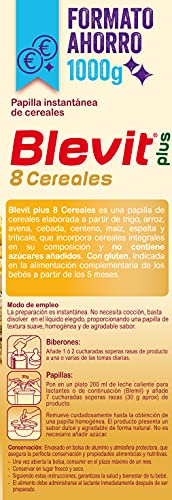 Blevit Plus Papilla de 8 Cereales para Bebé, con Avena y Trigo, 1000g