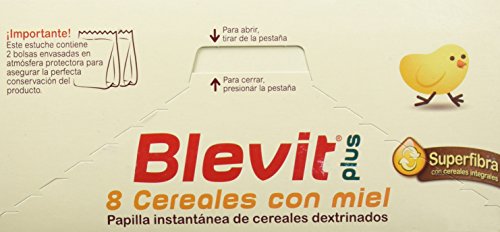 Blevit Plus Superfibra 8 Cereales con Miel - Papilla de Cereales para Bebé Sin Azúcares Añadidos con todo el sabor de la Miel - Desde los 5 meses - 600g